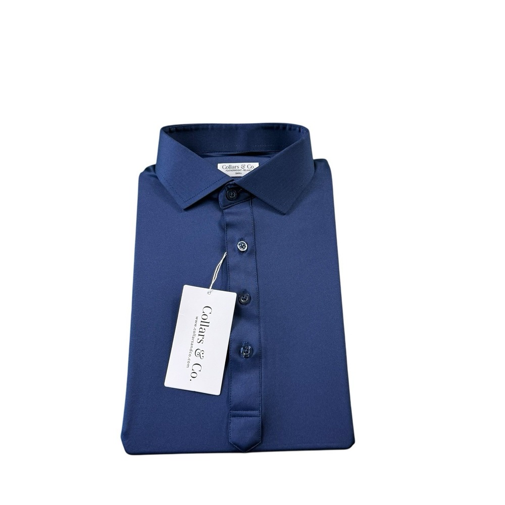 Collars & Co. Navy Blue Featherweight Dress Collar Men's Polo Size Small NWT
